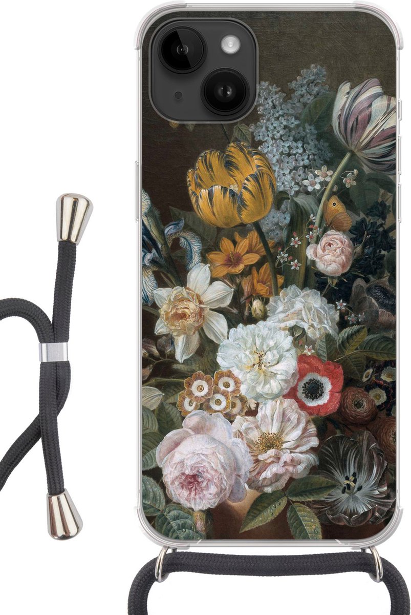 Telefoonhoesje Geschikt voor Apple Iphone 14 - Stilleven met bloemen - Schilderij van Eelke Jelles Eelkema - Siliconen - Crossbody - Backcover met Koord - Telefoonhoesje met koord - Hoesje met touw Telefoonhoesje
