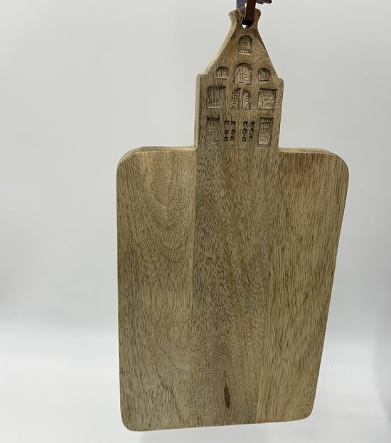 Decoratie snijplank hollands huisje maat S met ophangkoord hout bruin 30 x 15 cm | 121452 | Home Sweet Home | Stoer & Sober Woonstijl