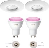 Pragmi Luno Pro - Waterdicht IP65 - Inbouw Rond - Mat Wit - Ø82mm - Philips Hue - LED Spot Set GU10 - White and Color Ambiance - Bluetooth - BES LED