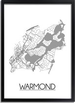 Warmond Plattegrond poster A3 + Fotolijst Zwart (29,7x42cm) - DesignClaud