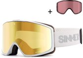 SINNER Sin Valley S Skibril Unisex - Wit - Goudkleurige Spiegellens + Extra Roze Lens