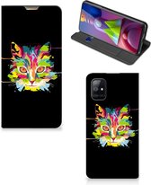 Smartphone Hoesje Geschikt voor Samsung Galaxy M51 Wallet Case Leuke Verjaardagscadeaus Cat Color