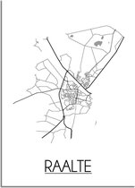 Raalte Plattegrond poster A2 + Fotolijst Wit (42x59,4cm) - DesignClaud