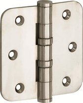 Kogellagerscharnier ronde hoek 76x76mm nikkel glans vlak