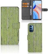 Wallet Book Case OPPO Reno 4 Pro 5G Telefoon Hoesje Green Wood