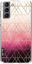 Casetastic Samsung Galaxy S21 4G/5G Hoesje - Softcover Hoesje met Design - Pink Ombre Triangles Print