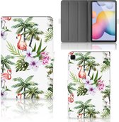 Hoesje Ontwerpen Samsung Galaxy Tab S6 Lite | Tab S6 Lite 2022 Cover met Magneetsluiting Flamingo Palms