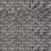 Alfa Mosaico Mozaiek Fantasia mix grijs travertine/glas 1,5x1,5x0,8 cm -  Mix, Grijs Prijs per 1 matje.
