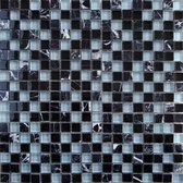 Alfa Mosaico Mozaiek Illusion mix blauwgrijs glas/marmer 1,5x1,5x0,8 cm -  Mix, Blauw, Grijs Prijs per 1 matje.
