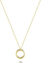 Twice As Nice Halsketting in goudkleurig edelstaal, 2 verweven ringen  50 cm+3 cm