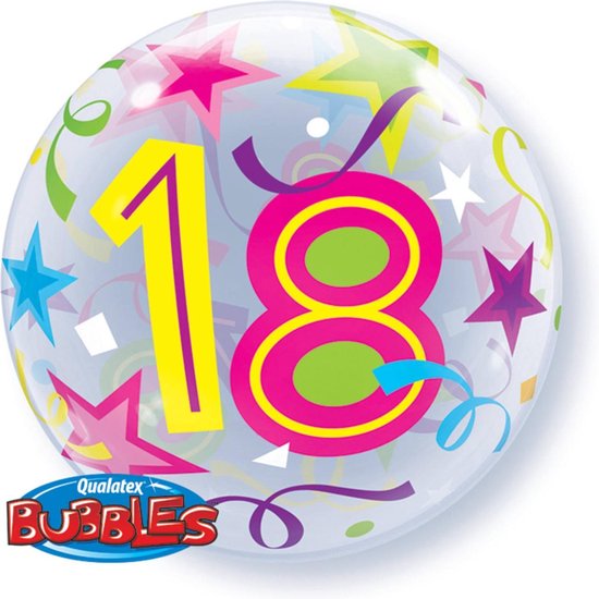 Qualatex - Folieballon - Bubbles - 18 Jaar - Zonder vulling - 56cm