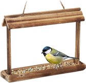relaxdays vogelvoederhuisje hangend - houten vogelhuisje - vogelvoederplek - kleine vogels
