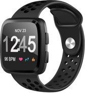 By Qubix Siliconen bandje - Fitbit Versa (Lite) - Zwart / Grijs - Small