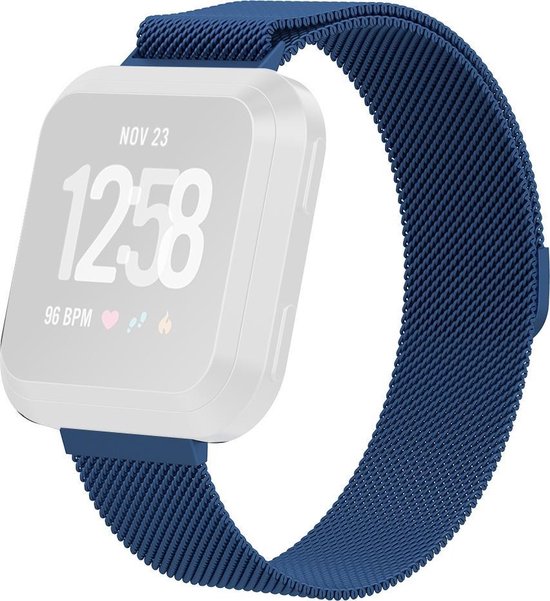 By Qubix - Fitbit Versa 1 / 2 \u0026 Lite milanese bandje (Small) - Donkerblauw  - Fitbit | bol.com