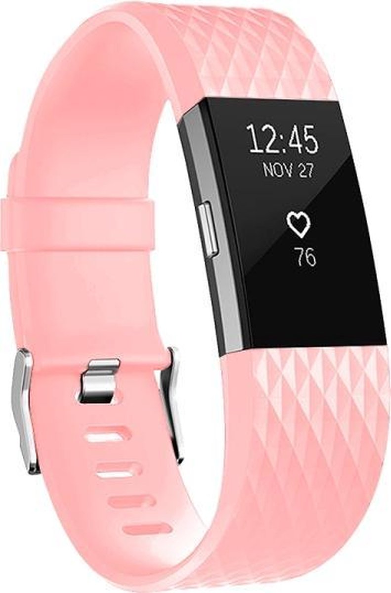 HIPFIT Siliconen bandje - Fitbit Charge 2 - Roze - Large