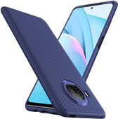 Xiaomi Mi 10T Lite Hoesje Twill Slim Textuur Back Cover Blauw