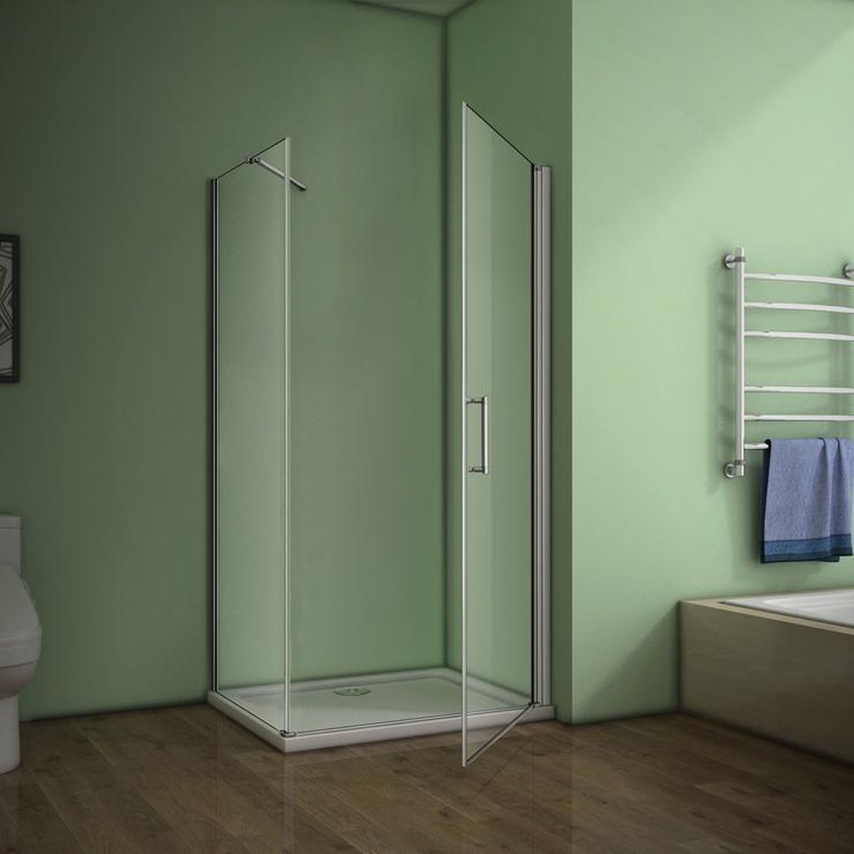 Aica Sanitair Doucheafscheiding Draaideur Met Zijwand - 70 x 80 x 185 cm