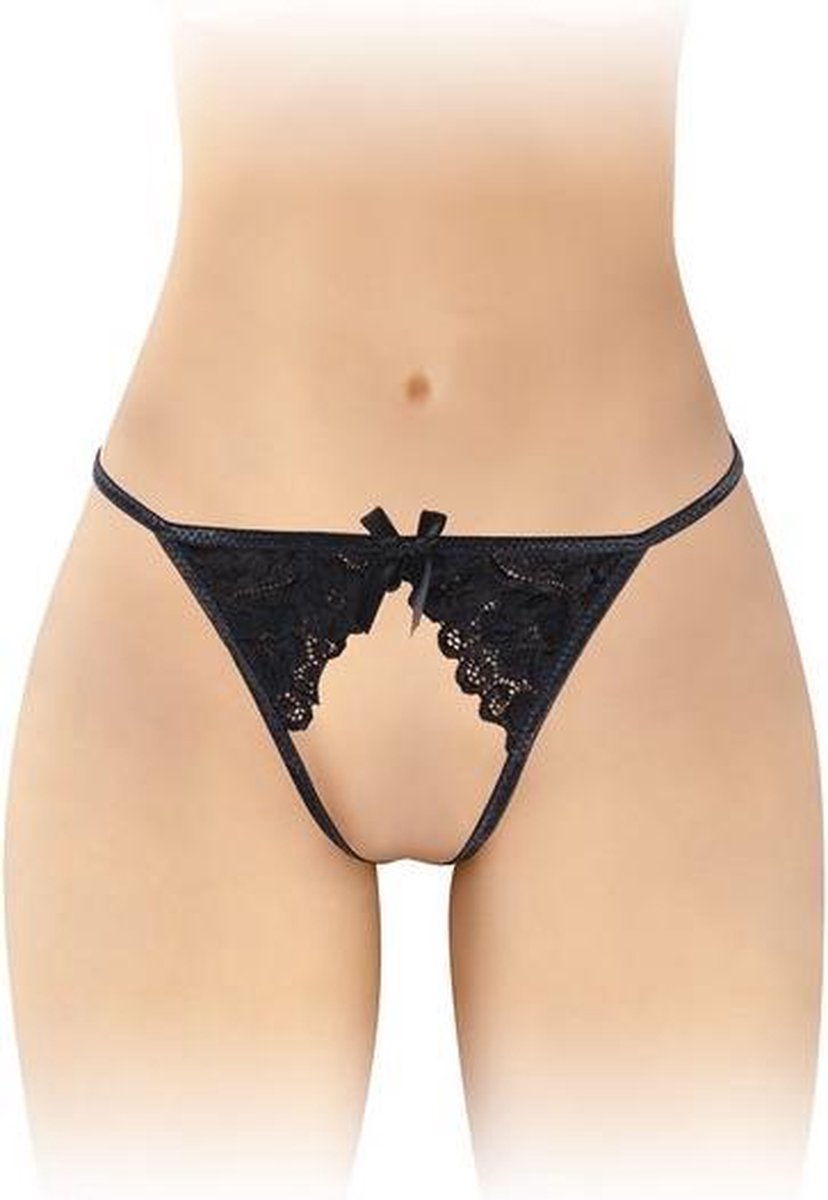 Fashion Secret Sandra - Erotische String met Open Kruis - Zwart - One Size