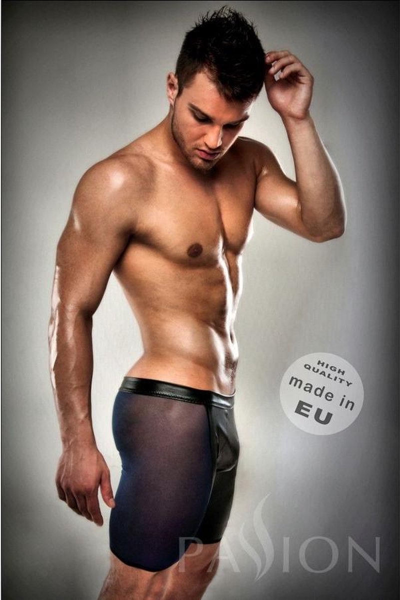 PASSION MEN | Boxer Leather Fetish Black Clear By Passion Men Lingerie. L/xl
