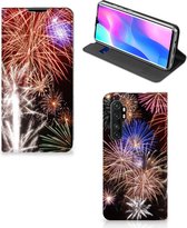 Smartphone Hoesje Kerstcadeau Xiaomi Mi Note 10 Lite Portemonnee hoesje Vuurwerk