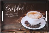 Diep Dienblad Rechthoekig - Koffie Print - Design koffie / Thee dienblad - Dienblad met handvatten - Melamine - 50 x 35 x 4.5 Cm
