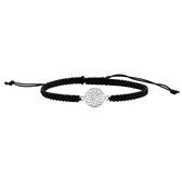 Armband | Katoenen armband met zilveren levensbloem mandala