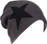Dielay - Muts met Ster - Oversized Beanie - Viscose - Grijs