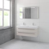 Bruynzeel Bando badmeubelset 120x45cm 2 kraangaten 1 wasbak 2 lades met spiegel met softclose Composiet kasjmier grijs