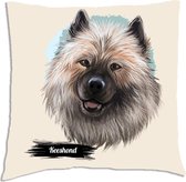 Sierkussen - Keeshond Kussens Met Je Eigen Naam - Wit - 45 Cm X 45 Cm