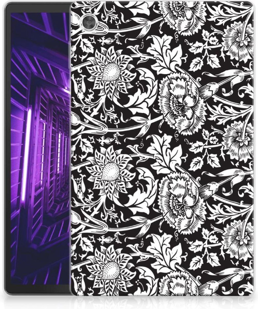 Lenovo Tab M10 Plus Siliconen Hoesje Black Flowers