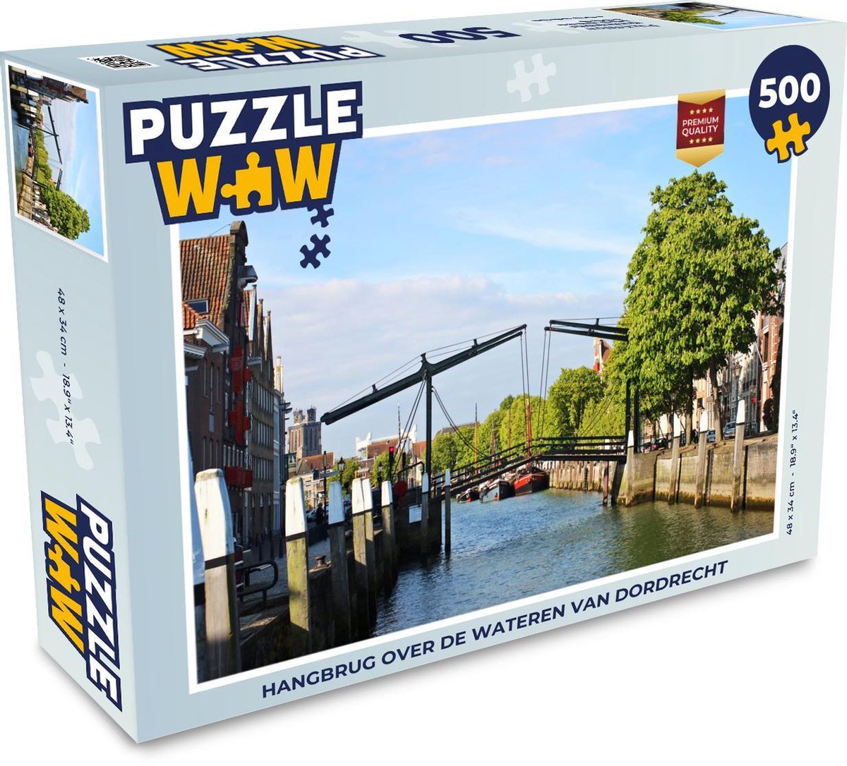 Puzzel 500 stukjes Dordrecht - Hangbrug over de wateren van Dordrecht  - PuzzleWow heeft +100000 puzzels - PuzzleWow