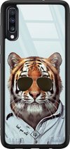 Samsung A50 hoesje glass - Tijger wild | Samsung Galaxy A50 case | Hardcase backcover zwart