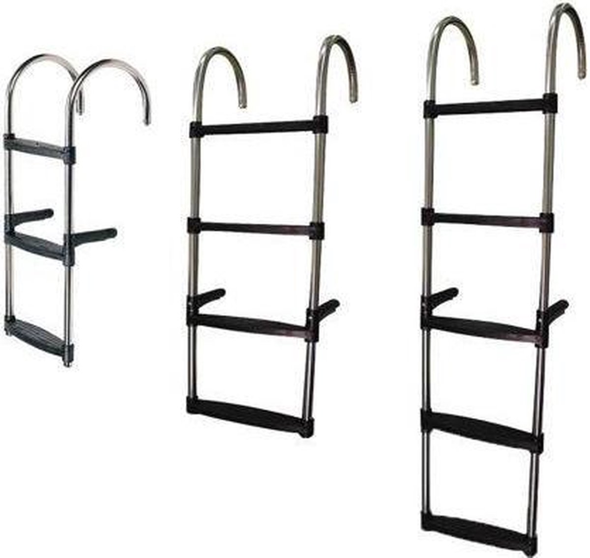 Lalizas Stainless Steel Ladder Zwart,Zilver 4 Steps