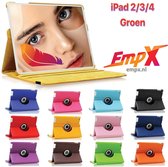 EmpX.nl Apple iPad 2/3/4 360° Draaibaar tablethoes Groen Kunstleer | 360° Draaibaar Cover | Easy-click beschermhoes | Book Cover | passend hoes | Book Case | iPad 2/3/4