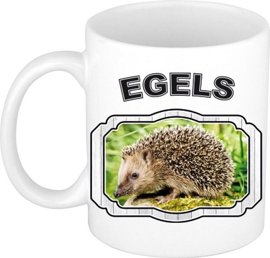 Dieren egel beker - egels/ egels mok wit 300 ml