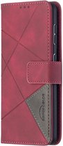Samsung Galaxy S21 Hoesje Wallet Book Case Geometrisch Design Rood