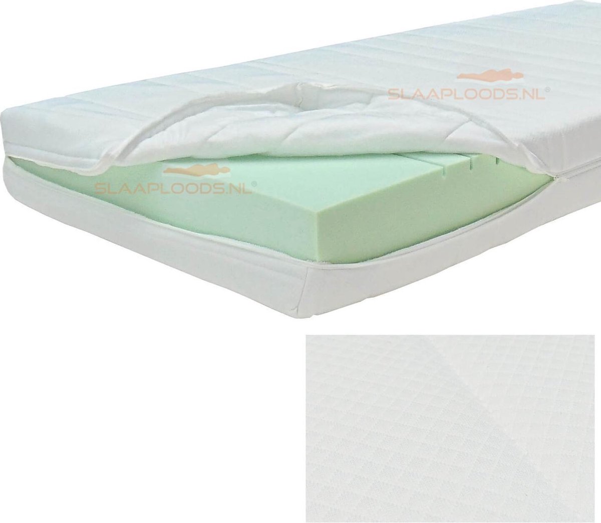 Slaaploods.nl Matrashoes Met Rits - Comfort - Anti Allergie - 80x210 cm - Hoogte 24 cm