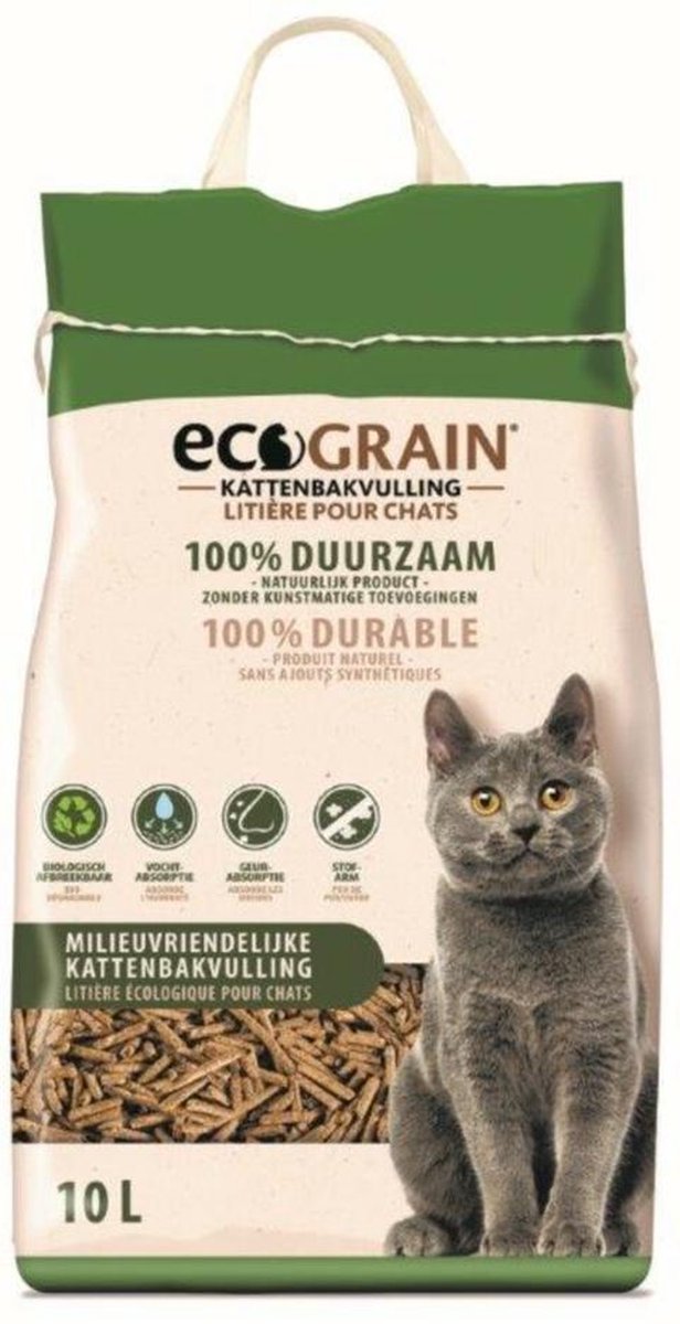 gedragen Soms soms vertrekken Ecograin kattenbakvulling 10 Liter - 100% duurzaam milieuvriendelijke  kattenbak korrels | bol.com