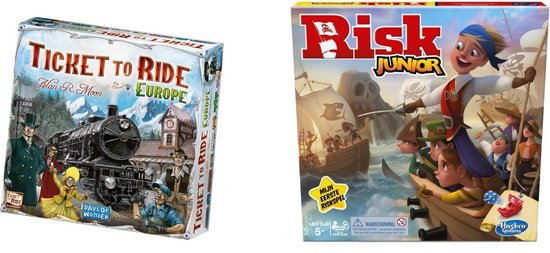 Afbeelding van het spel Spellenset - Bordspel - 2 Stuks - Ticket to Ride Europe (basisspel) & Risk Junior