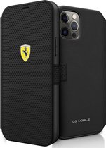 Housse pour iPhone 12 Mini Bookcase hoesje - Ferrari - Solid Zwart - Similicuir