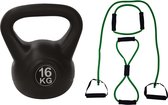 Tunturi - Fitness Set - Tubing Set Groen - Kettlebell 16 kg