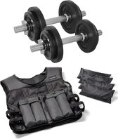 Tunturi - Fitness Set - Halterset 20 kg incl 2 Dumbbellstangen  - Gewichtsvest 10 kg