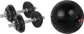 Tunturi - Fitness Set - Halterset 20 kg incl 2 Dumbbellstangen  - Slam Ball 10 kg