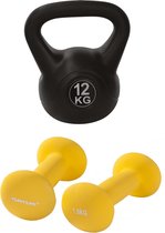 Tunturi - Fitness Set - Neopreen Dumbbellset 2 x 1,5 kg - Kettlebell 12 kg