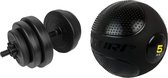Tunturi - Fitness Set - Vinyl Halterset 15 kg  - Slam Ball 5 kg