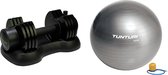 Tunturi - Fitness Set - Verstelbare Dumbbellset 12,5 kg  - Gymball Zilver 90 cm