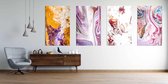 Abstract painting, can be used as a trendy background for wallpapers, posters, cards, invitations, websites. Modern artwork. Marble effect painting. Mixed blue, purple and orange paints. - Mo