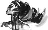 Watercolor beauty African woman. Coloring fashion illustration. Beautiful girl hand drawn portrait on white background - Modern Art Canvas - Horizontal - 1086444266 - 80*60 Horizon