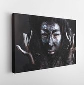 Onlinecanvas - Schilderij - Girl With Creative Face Art Make Up Art Horizontal Horizontal - Multicolor - 30 X 40 Cm
