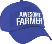 Awesome farmer pet / cap blauw voor volwassenen - baseball cap - cadeau petten / caps
